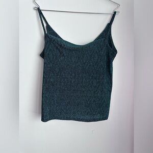 Shimmer Knit Camisole Tank Top - Dark Teal